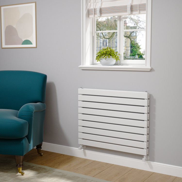 Riace White Flat Designer Radiator 630x800mm Double Panel 3044 BTU