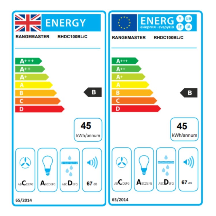 Rangemaster 100cm Chimney Cooker Hood - Black & Chrome