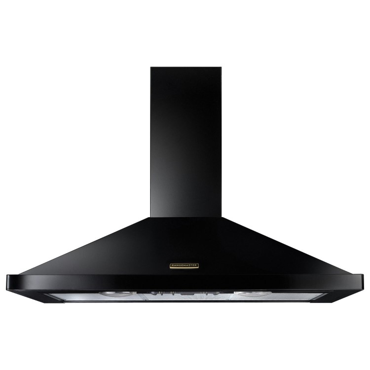Rangemaster 110cm Chimney Cooker Hood - Black & Brass