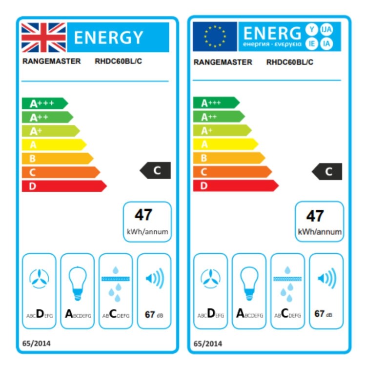 Rangemaster 60cm Chimney Cooker Hood - Black & Chrome
