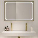 RHEABB1200 Rectangular Brass Heated Bathroom Mirror with Lights 1200 x 800mm - Rhea