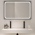 RHEAMB1200 Rectangular Black Heated Bathroom Mirror with Lights 1200 x 800mm - Rhea