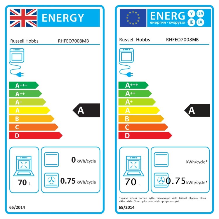 Russell Hobbs RHFEO7008MB Electric Fan-Assisted Single Oven - Matte Black