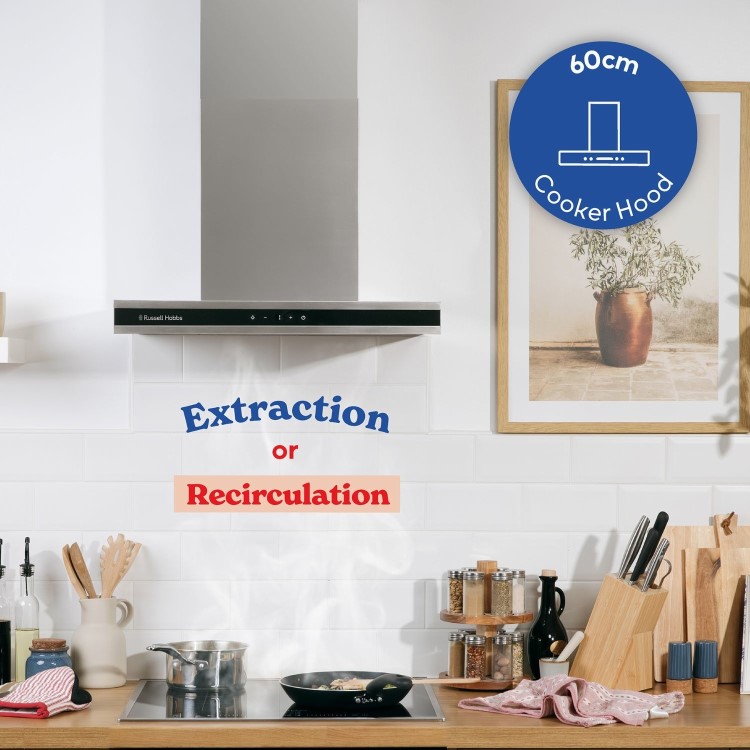 Russell Hobbs 60cm T-Shaped Cooker Hood - Stainless Steel