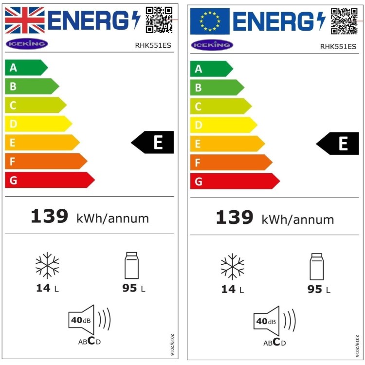 Iceking 109 Litre Freestanding Undercounter Fridge With Ice Box - Silver