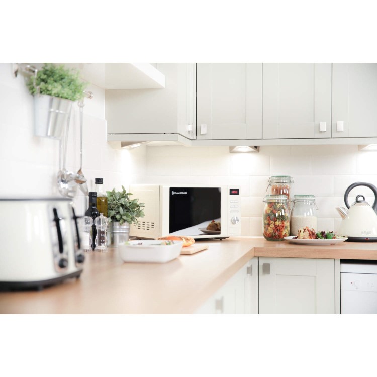GRADE A1 - Russell Hobbs RHM2064C 20L 800W Freestanding Digital Microwave in Cream