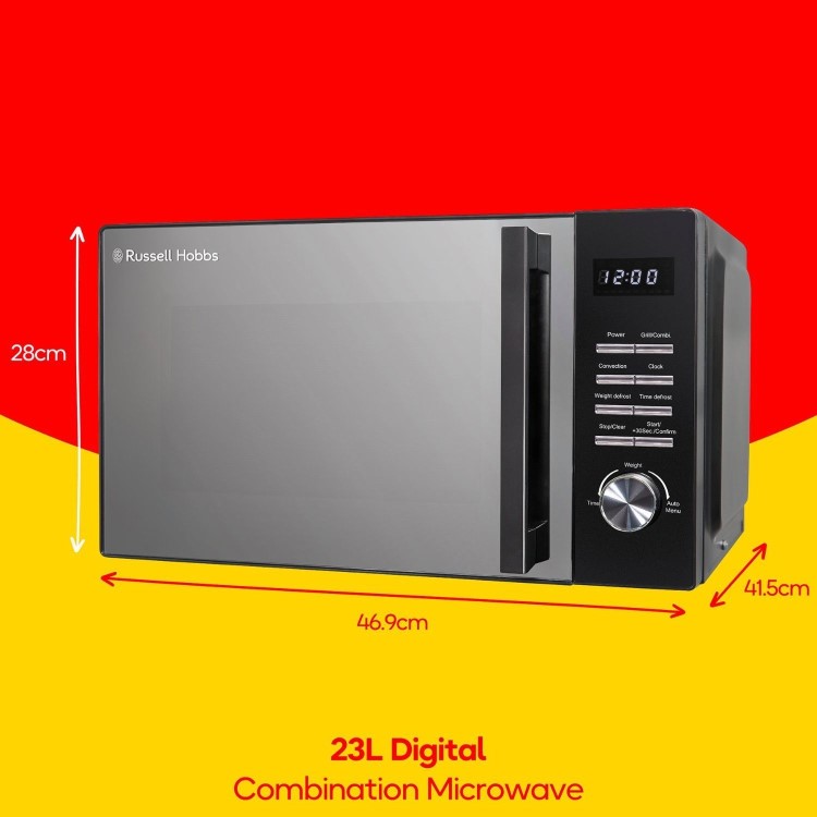 Russell Hobbs RHM2346B Black 23L Digital Microwave Oven 900W Family Microwave with Auto Cook Programmes & Defrost Function