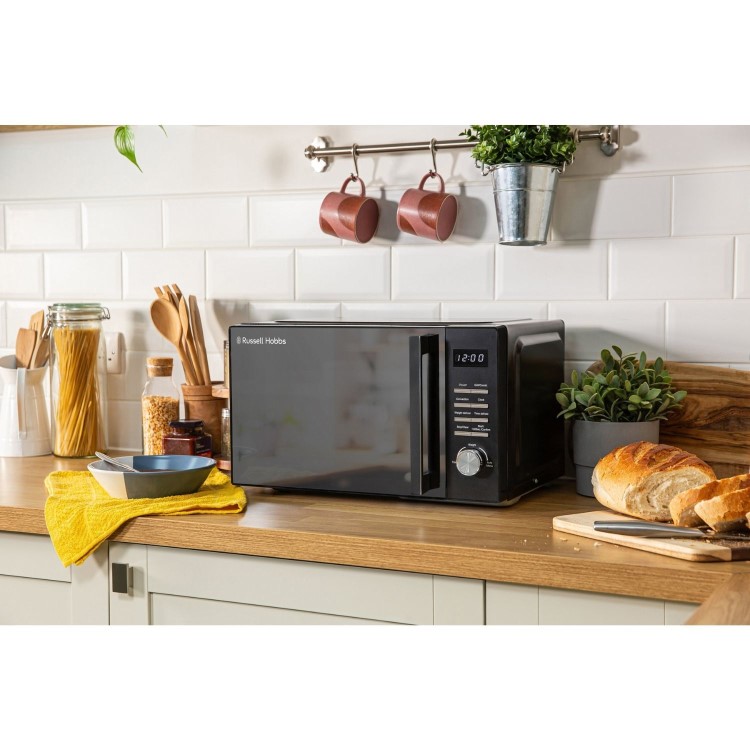Russell Hobbs RHM2346B Black 23L Digital Microwave Oven 900W Family Microwave with Auto Cook Programmes & Defrost Function