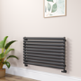 Sorrento Linea Midnight Black Oval Designer Radiator 590x1000mm Single Panel 2420 BTU - Horizontal Bars