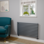 Sorrento Linea Dark Grey Anthracite Oval Designer Radiator 590x1000mm Single Panel 2420 BTU - Horizontal Bars