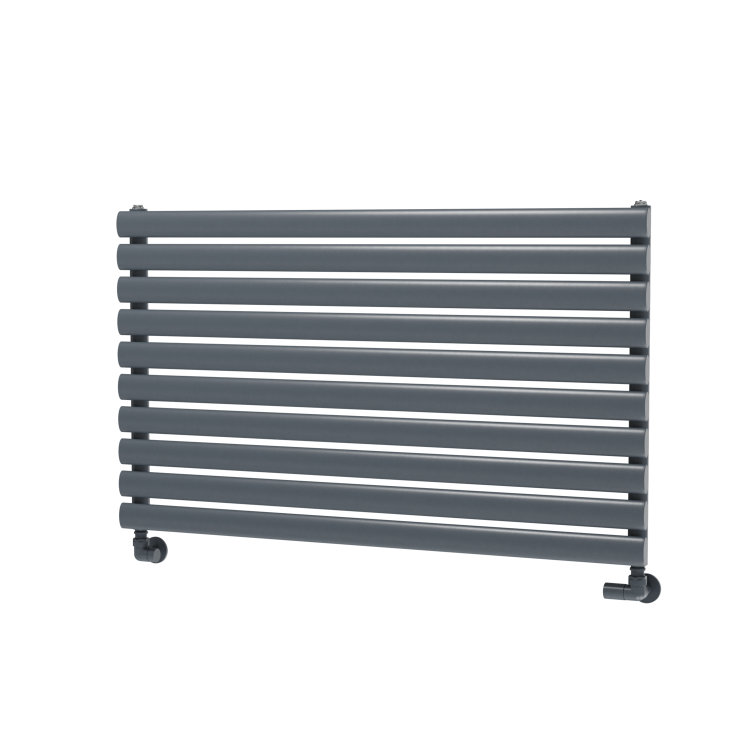 Sorrento Linea Dark Grey Anthracite Oval Designer Radiator 590x1000mm Single Panel 2420 BTU - Horizontal Bars
