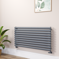 Sorrento Linea Dark Grey Anthracite Oval Designer Radiator 590x1200mm Single Panel 2863 BTU - Horizontal Bars