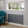 Sorrento Linea Dark Grey Anthracite Oval Designer Radiator 590x1200mm Single Panel 2863 BTU - Horizontal Bars