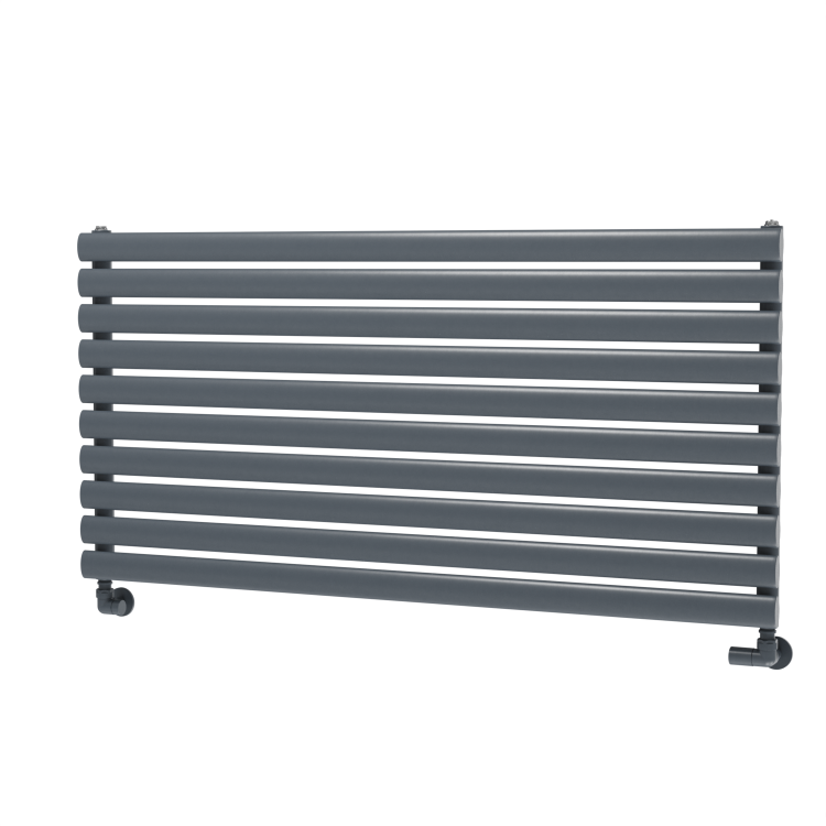 Sorrento Linea Dark Grey Anthracite Oval Designer Radiator 590x1200mm Single Panel 2863 BTU - Horizontal Bars