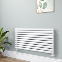Sorrento Linea White Oval Designer Radiator 590x1200mm Single Panel 2863 BTU - Horizontal Bars