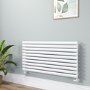 Sorrento Linea White Oval Designer Radiator 590x1200mm Single Panel 2863 BTU - Horizontal Bars