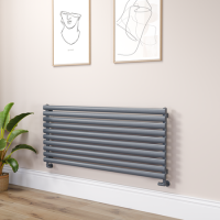 Sorrento Linea Dark Grey Anthracite Oval Designer Radiator 590x1400mm Single Panel 3317 BTU - Horizontal Bars