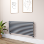 Sorrento Linea Dark Grey Anthracite Oval Designer Radiator 590x1400mm Single Panel 3317 BTU - Horizontal Bars