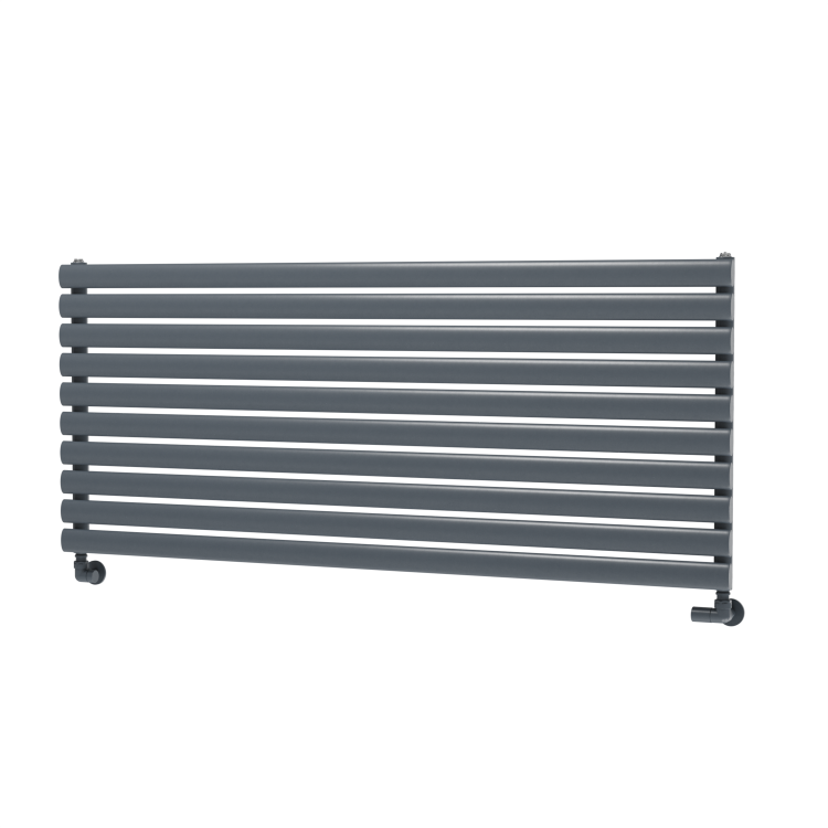 Sorrento Linea Dark Grey Anthracite Oval Designer Radiator 590x1400mm Single Panel 3317 BTU - Horizontal Bars