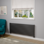 Sorrento Linea Midnight Black Oval Designer Radiator 590x1600mm Single Panel 3782 BTU - Horizontal Bars