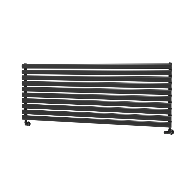 Sorrento Linea Midnight Black Oval Designer Radiator 590x1600mm Single Panel 3782 BTU - Horizontal Bars