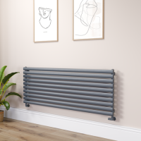Sorrento Linea Dark Grey Anthracite Oval Designer Radiator 590x1600mm Single Panel 3782 BTU - Horizontal Bars