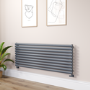Sorrento Linea Dark Grey Anthracite Oval Designer Radiator 590x1600mm Single Panel 3782 BTU - Horizontal Bars