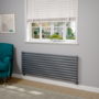 Sorrento Linea Dark Grey Anthracite Oval Designer Radiator 590x1600mm Single Panel 3782 BTU - Horizontal Bars