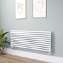 Sorrento Linea White Oval Designer Radiator 590x1600mm Single Panel 3782 BTU - Horizontal Bars