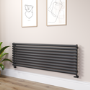 Sorrento Linea Midnight Black Oval Designer Radiator 590x1800mm Single Panel 4256 BTU - Horizontal Bars