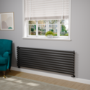 Sorrento Linea Midnight Black Oval Designer Radiator 590x1800mm Single Panel 4256 BTU - Horizontal Bars