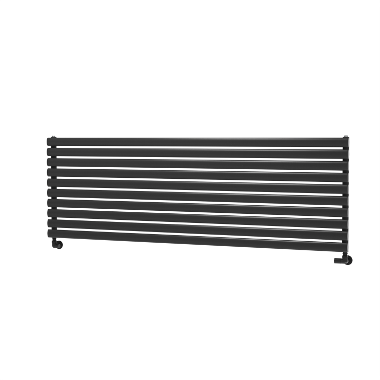 Sorrento Linea Midnight Black Oval Designer Radiator 590x1800mm Single Panel 4256 BTU - Horizontal Bars