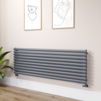Sorrento Linea Dark Grey Anthracite Oval Designer Radiator 590x1800mm Single Panel 4256 BTU - Horizontal Bars