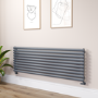 Sorrento Linea Dark Grey Anthracite Oval Designer Radiator 590x1800mm Single Panel 4256 BTU - Horizontal Bars