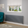 Sorrento Linea Dark Grey Anthracite Oval Designer Radiator 590x1800mm Single Panel 4256 BTU - Horizontal Bars
