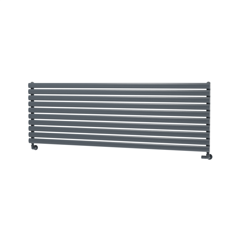 Sorrento Linea Dark Grey Anthracite Oval Designer Radiator 590x1800mm Single Panel 4256 BTU - Horizontal Bars