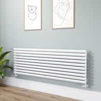 Sorrento Linea White Oval Designer Radiator 590x1800mm Single Panel 4256 BTU - Horizontal Bars