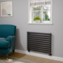 Sorrento Linea Midnight Black Oval Designer Radiator 590x800mm Single Panel 1983 BTU - Horizontal Bars