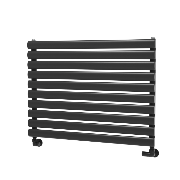 Sorrento Linea Midnight Black Oval Designer Radiator 590x800mm Single Panel 1983 BTU - Horizontal Bars