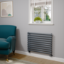 Sorrento Linea Dark Grey Anthracite Oval Designer Radiator 590x800mm Single Panel 1983 BTU - Horizontal Bars