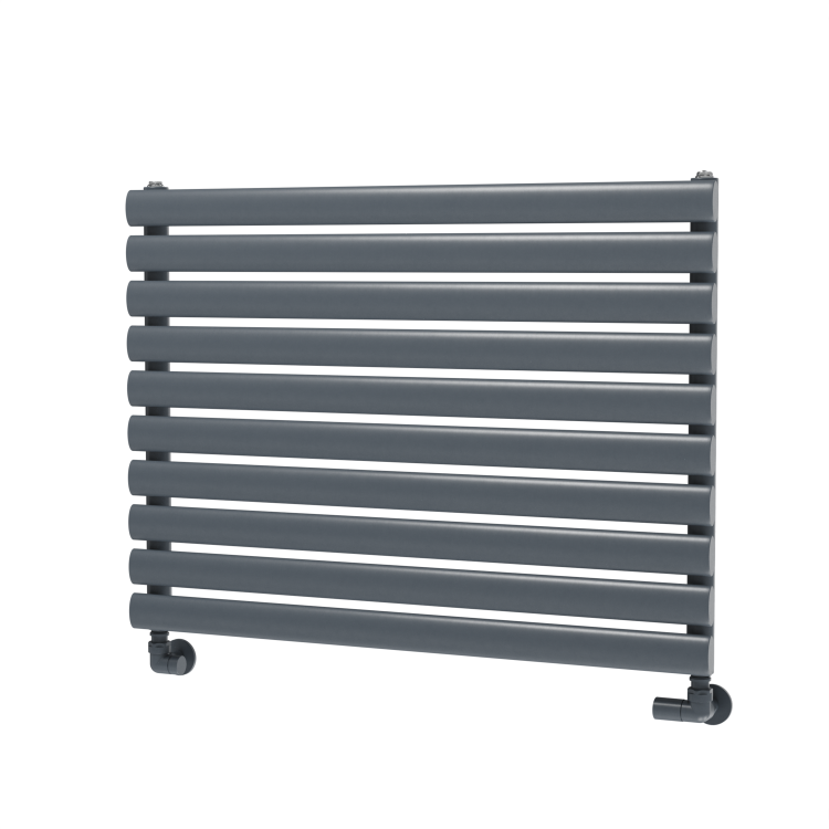 Sorrento Linea Dark Grey Anthracite Oval Designer Radiator 590x800mm Single Panel 1983 BTU - Horizontal Bars