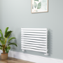 Sorrento Linea White Oval Designer Radiator 590x800mm Single Panel 1983 BTU - Horizontal Bars