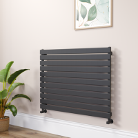 Riace Linea Midnight Black Flat Designer Radiator 770x1000mm Single Panel 2973 BTU - Horizontal Bars