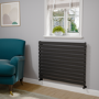 Riace Linea Midnight Black Flat Designer Radiator 770x1000mm Single Panel 2973 BTU - Horizontal Bars