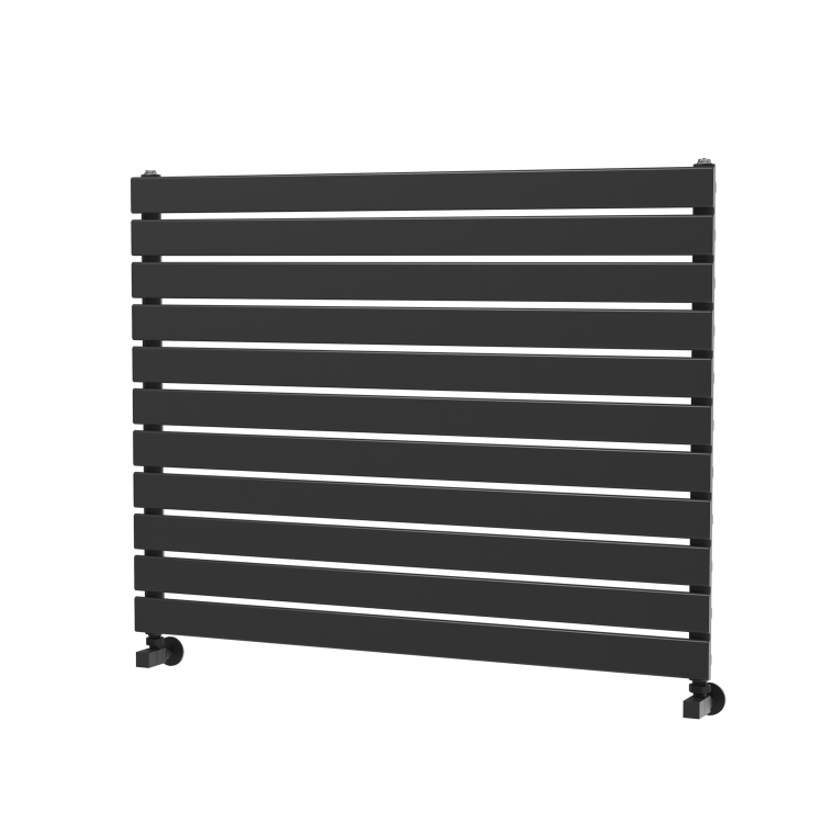 Riace Linea Midnight Black Flat Designer Radiator 770x1000mm Single Panel 2973 BTU - Horizontal Bars