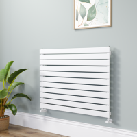 Riace Linea White Flat Designer Radiator 770x1000mm Single Panel 2973 BTU - Horizontal Bars