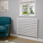 Riace Linea White Flat Designer Radiator 770x1000mm Single Panel 2973 BTU - Horizontal Bars