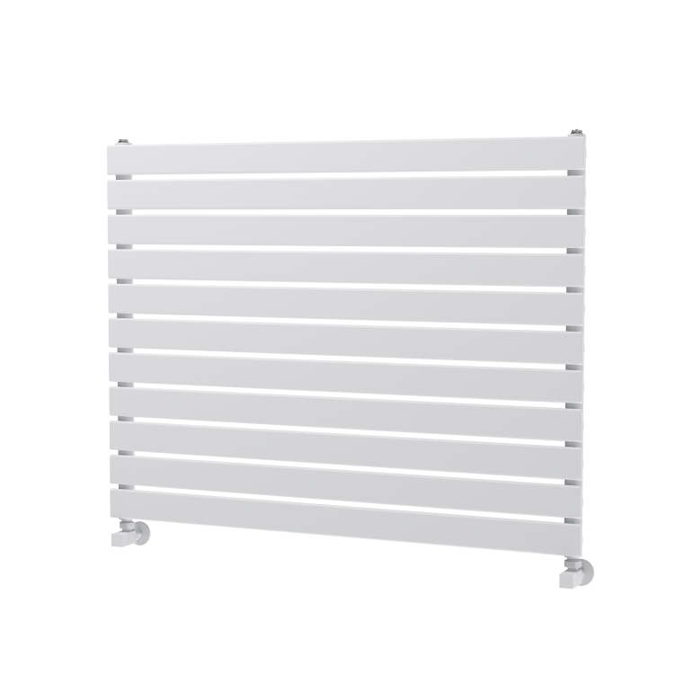 Riace Linea White Flat Designer Radiator 770x1000mm Single Panel 2973 BTU - Horizontal Bars