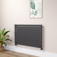 Riace Linea Midnight Black Flat Designer Radiator 770x1200mm Single Panel 3519 BTU - Horizontal Bars