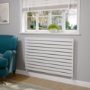 Riace Linea White Flat Designer Radiator 770x1200mm Single Panel 3519 BTU - Horizontal Bars